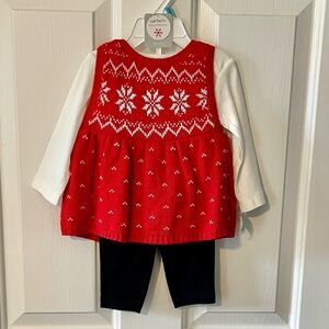 NWT Carter's Festive Red & White sweater Set